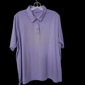 Lands' End Polo Shirt Men's Lavender Textured Print Short Sleeve SZ/1X